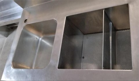 Μεταχειρισμένο Bar Station Ανοξείδωτο 150x70x85Cm Με 1 Γούρνα 40x40x25Cm Αποθήκη Πάγου & Αμπάρι 